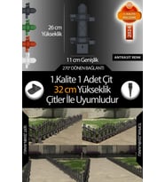 Uzunluk - Köşe - Kenar Tamamlama Çiti (32 Cm Yükseklik Çit ile Uyumludur) (Gri)