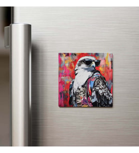 Falcon - Doğan - Güneş Gözlüklü Style - Buzdolap Magneti - 9x9 Cm
