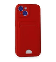 IPHONE 15 UYUMLU KELVİN KARTVİZİTLİ SİLİKON KILIF (Kırmızı)