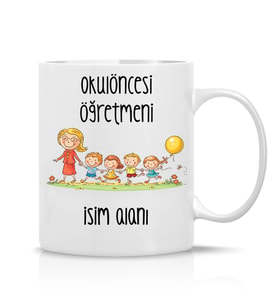 Okul Öncesi Anaokulu Öğretmeni Kupa Bardak Kişiye Özel İsimli Hediyelik Çay Kahve Kupa Bardak-K5015