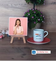 Teknoloji ve Tasarım Öğretmeni Fotoğraflı Dekoratif Taş, Ahşap Altlıklı Türk Kahvesi Fincanı Hediye (Model 8)