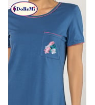 Kısa Kollu Penye Gecelik (Mavi)