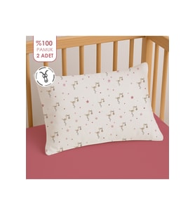 %100 Pamuklu Fermuarlı Bebek Yastık Kılıfı 35x45 ( 2 Adet )