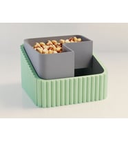 3D Baskı Fıstık Kasesi - Çift Hazneli Kabuk Ayırıcı Sunum Kasesi - Mint Gri
