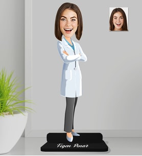 Kişiye Özel Doktor Kadın Ahşap Biblo-1
