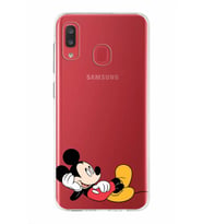 Samsung Galaxy A20  Kapak Mickey Mouse Tasarımlı Şeffaf Silikon Kılıf