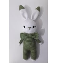 Haki Yeşili Miniş Tavşan Amigurumi Organik Oyuncak