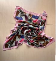Fırça Desenli Bambu Eşarp  (Bordo, Siyah, Yeşil Tonlar) (Açık Pembe - Yeşil)