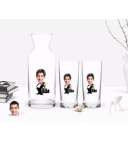 BK Gift Kişiye Özel Renkli Baskılı Godfather Baba Karikatürlü İkili Rakı Bardağı ve Karaf Hediye Seti-1 (Model 1)