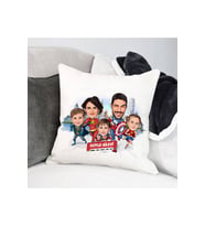 Karikatürlü 3 Çocuklu Aile Yastık
