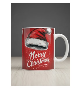 "Yılbaşı Temalı" Merry Cristhmas Yeni Yıl Tasarımlı Hediyelik Porselen Kupa Bardak (Beyaz)