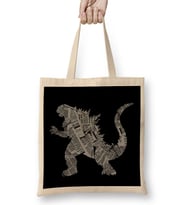 Kaiju Newspaper Collage Bez Çanta Uzun Saplı