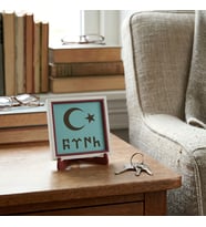 Göktürkçe Türk Yazılı Ay Yıldız Motifli Dekoratif Obje, Sevdiklerinize Çok Özel Armağan 10x10 cm