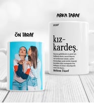 Kişiye Özel Fotoğraflı Kız Kardeş Kupa Bardak