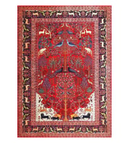 Hayat Ağacı Hayvan Bahçesi Iran Horasan Halısı Baskı Tablo Ahşap Poster Dekoratif