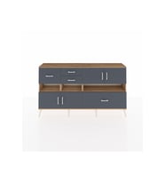 Arges Konsol 5 Raflı 4 Çekmeceli 4 Kapaklı 176x30x99 Çam-Antrasit