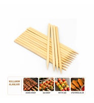 60 Adet Ahşap Geniş Çöp Şiş - Adana Kebap Şişi - 25 cm