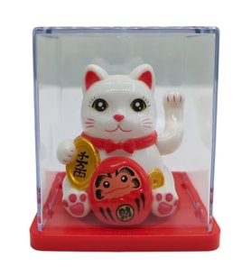 Maneki Neko El Sallayan Mini Şans Kedisi Beyaz Solar Güneş Enerjili 5x5cm S1BYZ01