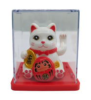 Maneki Neko El Sallayan Mini Şans Kedisi Beyaz Solar Güneş Enerjili 5x5cm S1BYZ01