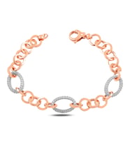 BARIŞ TAKI 925 Ayar Gümüş Rose Oval Beyaz Taşlı Hallow Bileklik