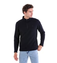 Hatemoğlu Lacivert Regular Fit Düz Yarım Boy Fermuarlı Polar Sweatshirt