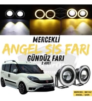 Fiat Doblo D4 2015-2021 Uyumlu Mercekli Angel Sis Farı Metal 76 mm Sarı Halkalı Gündüz Farı 2 Adet
