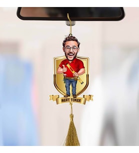 Mühendis Karikatürlü Araba Ayna Süsü