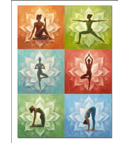 Renkli Yoga Pozları Mandala Dizilimi Dekoratif Kanvas - Mdf Ahşap Tablo