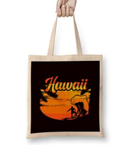 Hawaii Surfer Wave Ocean Island Hawaiian Beach Aloha Travel Bez Çanta Uzun Saplı