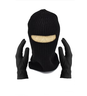 Erkek Balaclava Kayak Kar Maskesi Bere Boyunluk Polar Eldiven Set (Siyah)