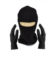 Erkek Balaclava Kayak Kar Maskesi Bere Boyunluk Polar Eldiven Set (Siyah)