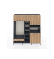 Kronos Dolap 11 Raflı Tek Çekmeceli 7 Kapaklı 220x59x243 Antrasit-Çam/Çam