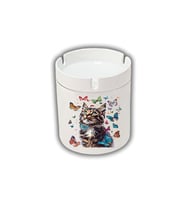 Kelebekler İçinde Kedi Baskılı Küllük Kül Tablası