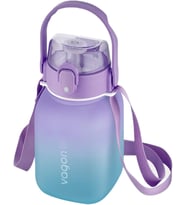 1100ml Çocuk ASKILI Pipetli/Pipetsiz Kullanım Çift Renk SoftTouch Motivasyon Matarası Çıkartma Hediyeli