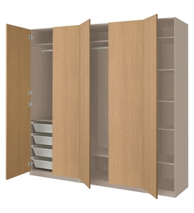 Gardırop, Gri-Bej-Meşe Görünümlü, 250x60x236 cm