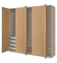 Gardırop, Gri-Bej-Meşe Görünümlü, 250x60x236 cm
