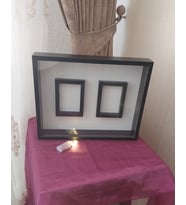 40x50 Cm Siyah Çift Fotoğraf Bölümlü Çerçeve! İsimsiz+Ledli! Gül Anı Çerçevesi