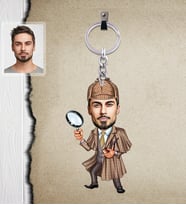 Kişiye Özel Müfettiş Karikatürlü  Ahşap Anahtarlık Bay-1-Eco