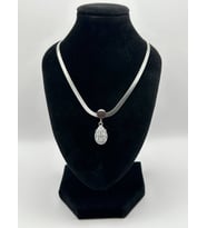 Arnes Jewelry Çelik İtalyan Ezmeli Zirkon Taşlı Damla Kolye