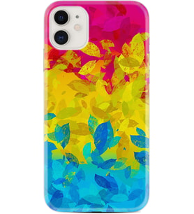 Apple iPhone 11 12 13 Mini Kılıf Desemli Silikon Yapraklar 1634