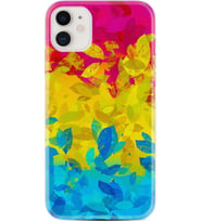 Apple iPhone 11 12 13 Mini Kılıf Desemli Silikon Yapraklar 1634