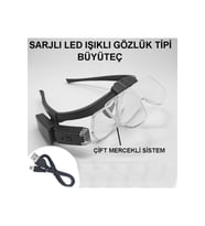 Büyüteç Gözlük Tipi Sarjlı Led Işıklı Kafa Büyüteç 3 Farklı Merçekli Profesyonel Büyüteç