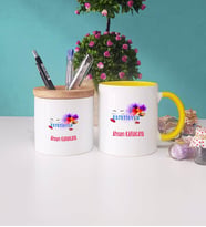 Estetisyen Kupa Bardak Sarı ve Kalemlik