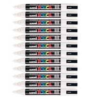 Uni Posca Marker Kalem Pc-5m (1.8-2.5mm) White - Beyaz 12'li Set (Karışık)