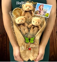 Büyük Boy 40cm Peluş Ayıcık Buketi  Size Özel Fotoğraflı Tasarım  Premium Ayıcık Buketi