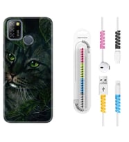INFINIX Smart 4 5 6 Zero 8 S5 Pro Kılıf Kablo Koruma Spiral Silikon Flowers Cat 1345