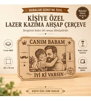 Kişiye Özel Babalar Günü Lazer Kazıma Ahşap Çerçeve 20x14 cm