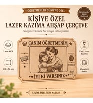 Kişiye Özel Lazer Kazıma Ahşap Fotoğraf Çerçevesi - Ömür Boyu Kalıcı Masaüstü Plaket 20x14 cm