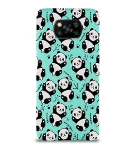 Xiaomi Poco X3 NFC Uyumlu Lansman Kılıf Panda Tasarımlı İçi Kadife Kapak-Su Yeşili (Şeffaf)