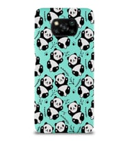 Xiaomi Poco X3 NFC Uyumlu Lansman Kılıf Panda Tasarımlı İçi Kadife Kapak-Su Yeşili (Şeffaf)